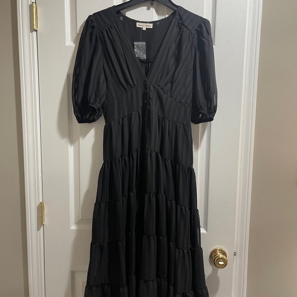 Elegant Black Tiered Dress